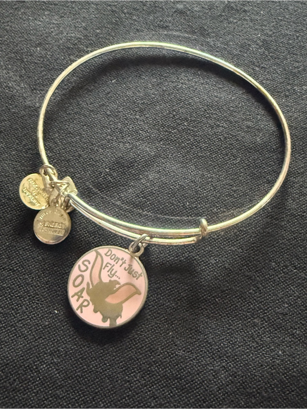 Alex & Ani Disney Silver-Tone 'Don't Just Fly Soar' Dumbo Charm Bangle Bracelet